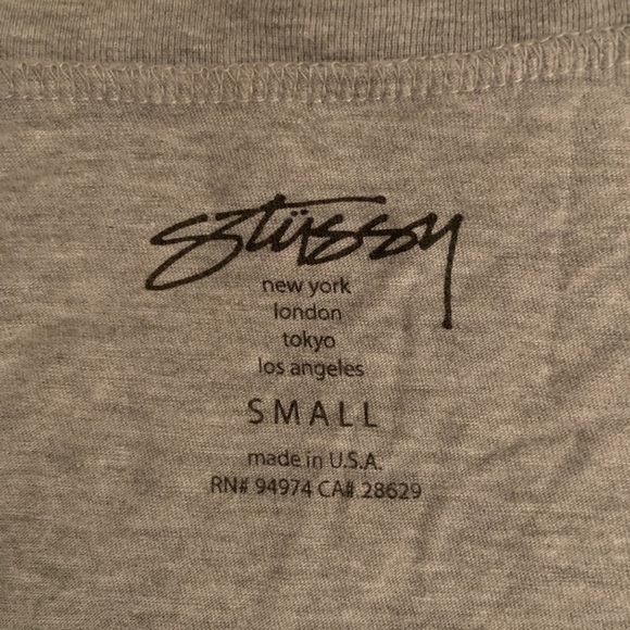 EUC STUSSY gray heather and floral tee. Small - Picture 2 of 3